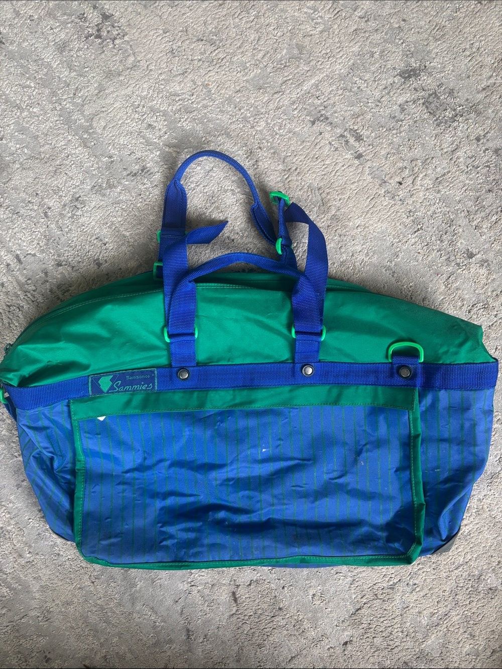 80s Vintage Samsonite Sammies Green and Blue Men's Duffel Bag